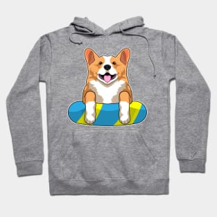 Welsh Corgi at Swimming with Swimming board Hoodie